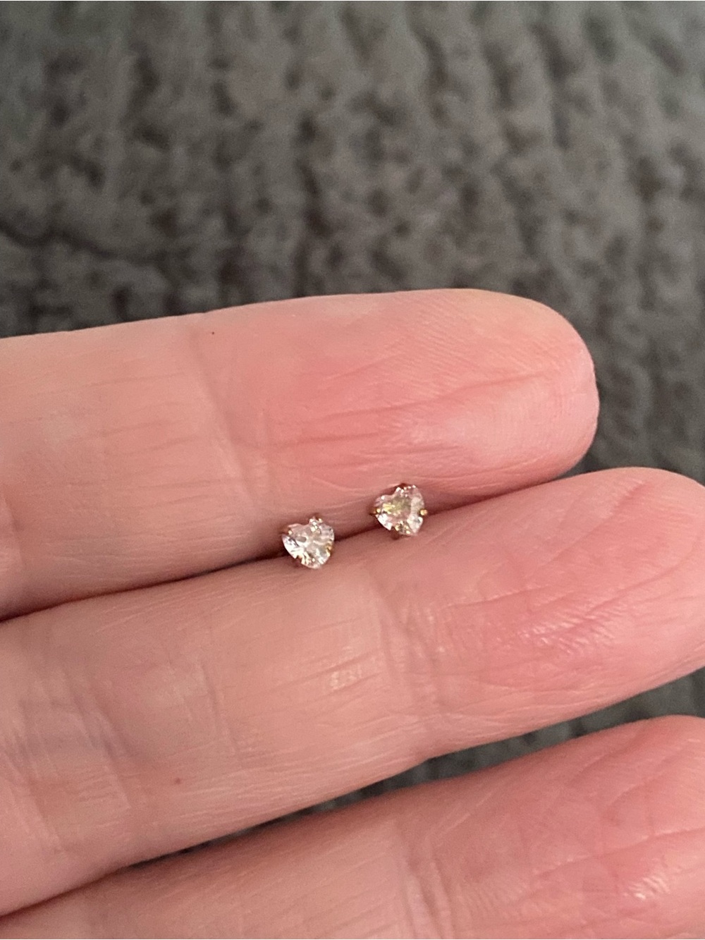 Delicate Heart CZ Stud Earrings